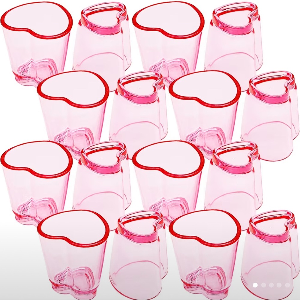 Heart-Shaped Pink Shot Glasses Set